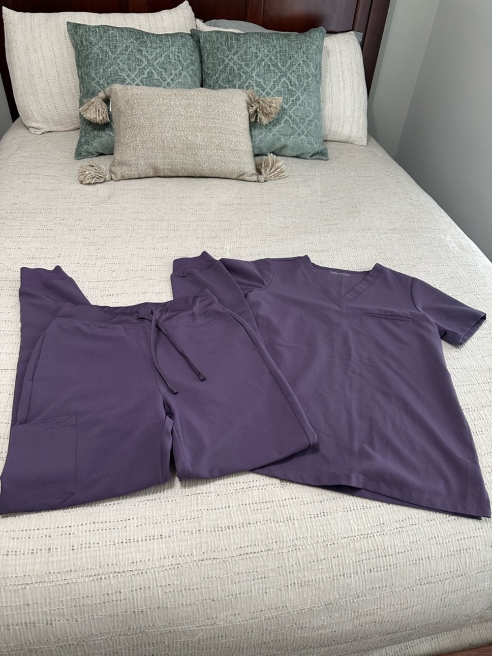 Women's Plum Drawstring Jogger Scrub Pants With Scrub Top